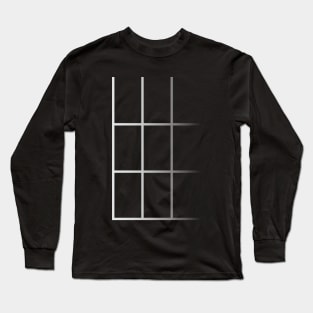 Simple Art | White Faded Grid Design Long Sleeve T-Shirt